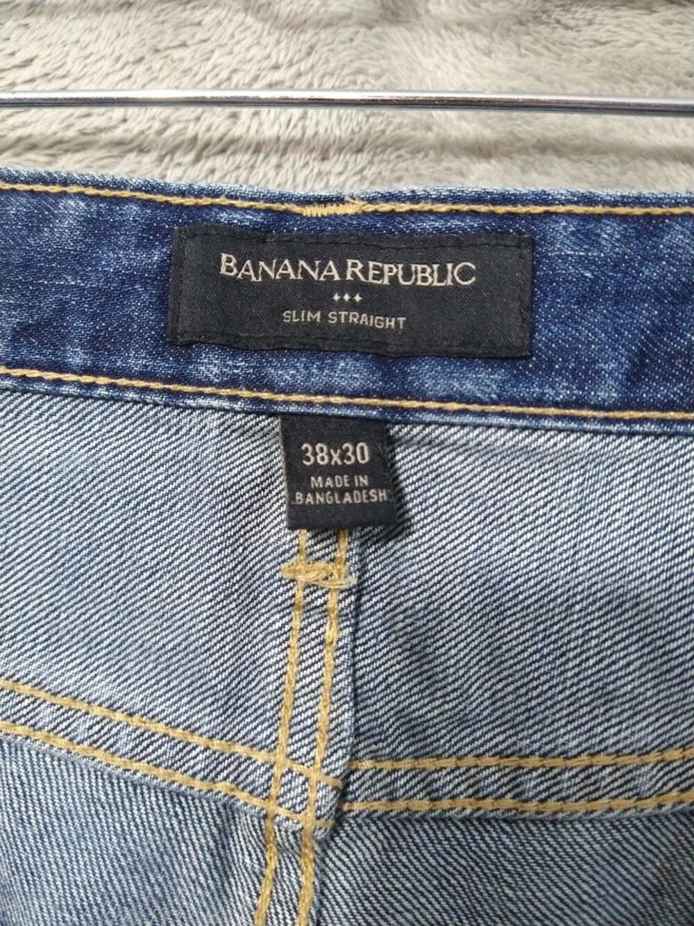 Banana Republic Jeans Mens 38x30 Blue Denim Slim Straight Distressed High Rise